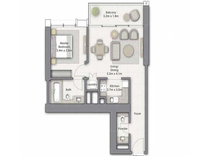Floor plan - Creek View | Rented | Connected to Dubai Mall