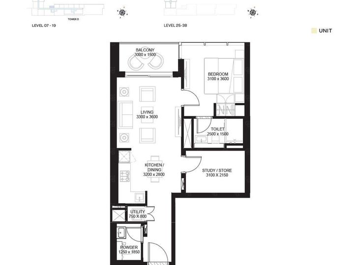 Floor plan - Spacious Layout | Study Room | High Floor