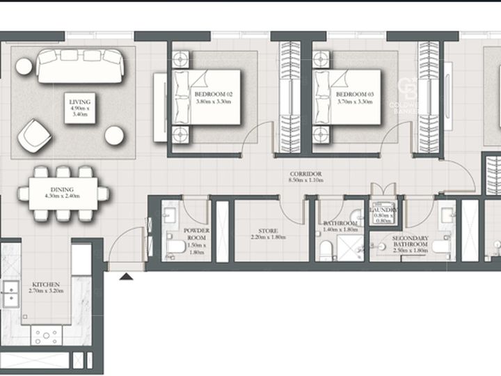 Floor plan - Walk-in Closet l Closed Kitchen l Spacious 3 BR