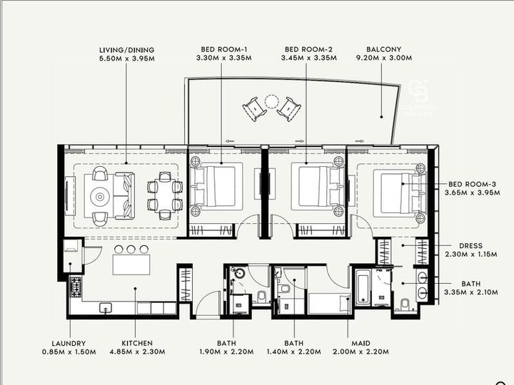 Floor plan - 3 BED PLUS MAID | LUXURY LIVING | HIGH ROI