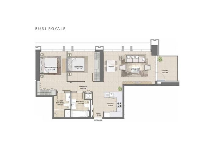 Floor plan - Fully Furnished | Burj Khalifa View | Vacant