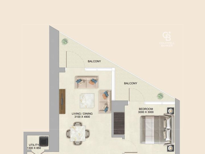 Floor plan - Mid Floor 1BR | Skyvue Altier | Hartland 2