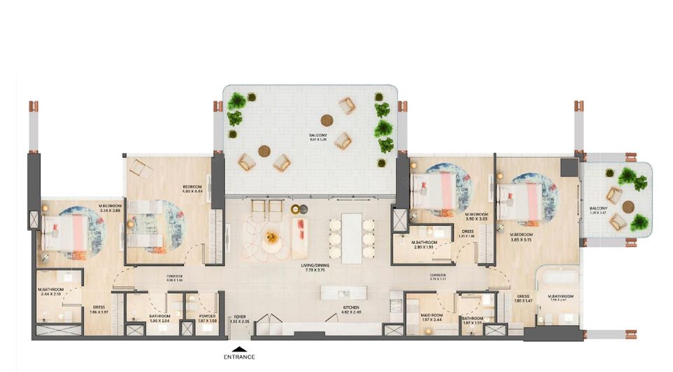 Floor plan - Luxury 4BR+Maid | Lagoon, Skyline And City Views