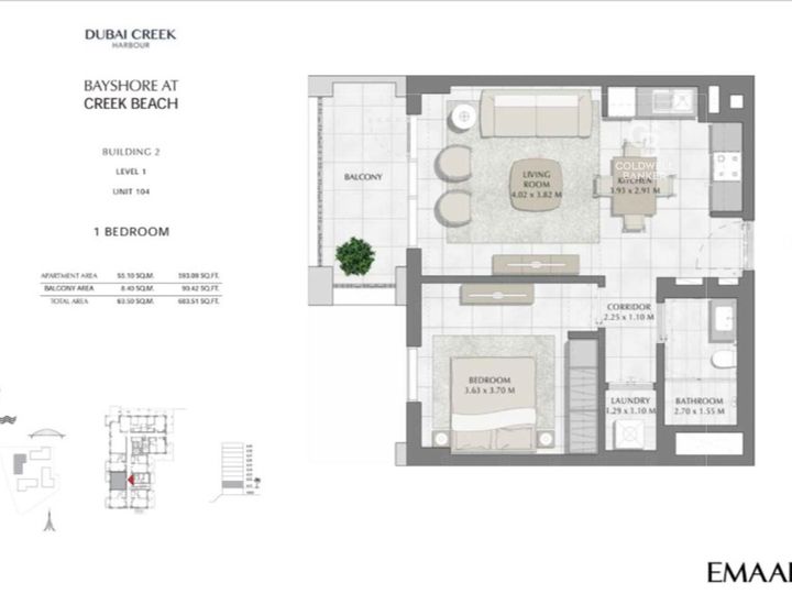 Floor plan - Burj View | Low Floor | Fully Furnished