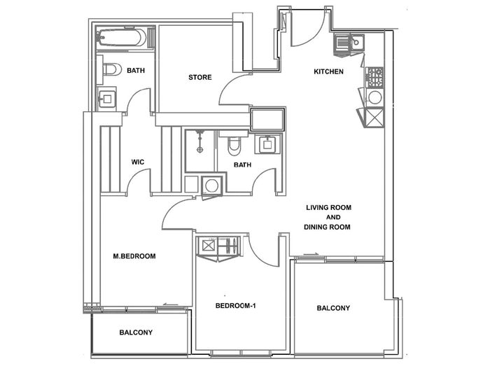 Floor plan - Vacant | 2 Bed + Study | Burj Al Arab View