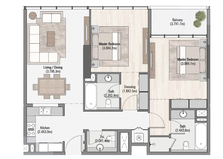 Floor plan - 2% DLD Waiver | Close to Handover | 3yr PHPP
