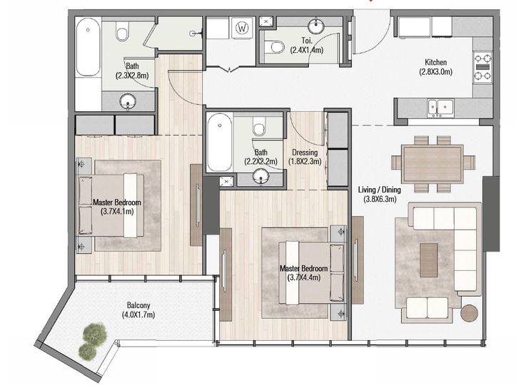 Floor plan - Handover Soon | 2% DLD waiver | 4 yr PHPP