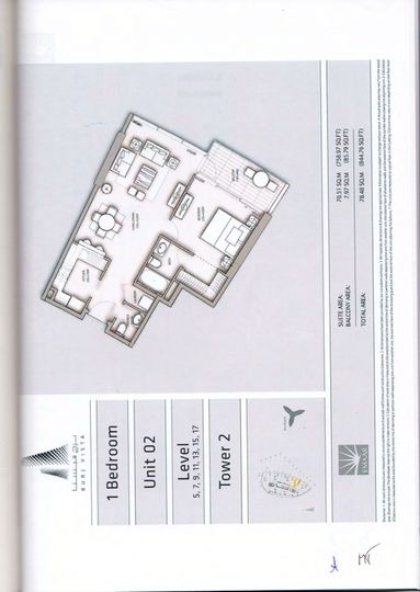 Floor plan - Elegant 1 BR | Burj Vista 2 | Prime Location